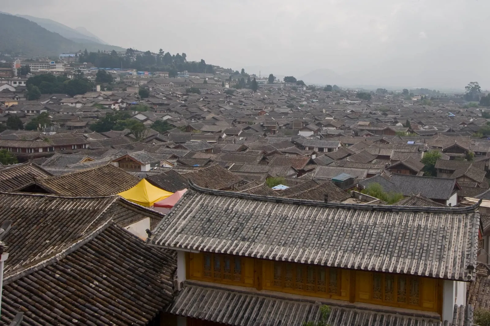 View of rooftops in Lijiang, China