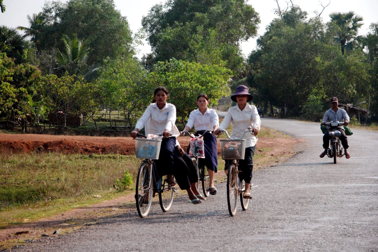 Bicyclers in Siem Reap, Cambodia